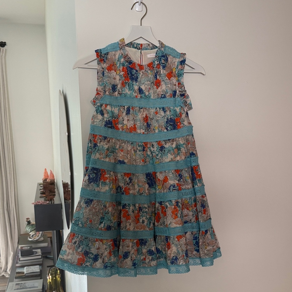 Zimmermann Kids Dress with Blue and Red Floral Pattern